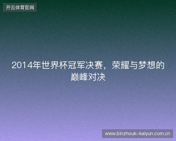 2014年世界杯冠军决赛，荣耀与梦想的巅峰对决